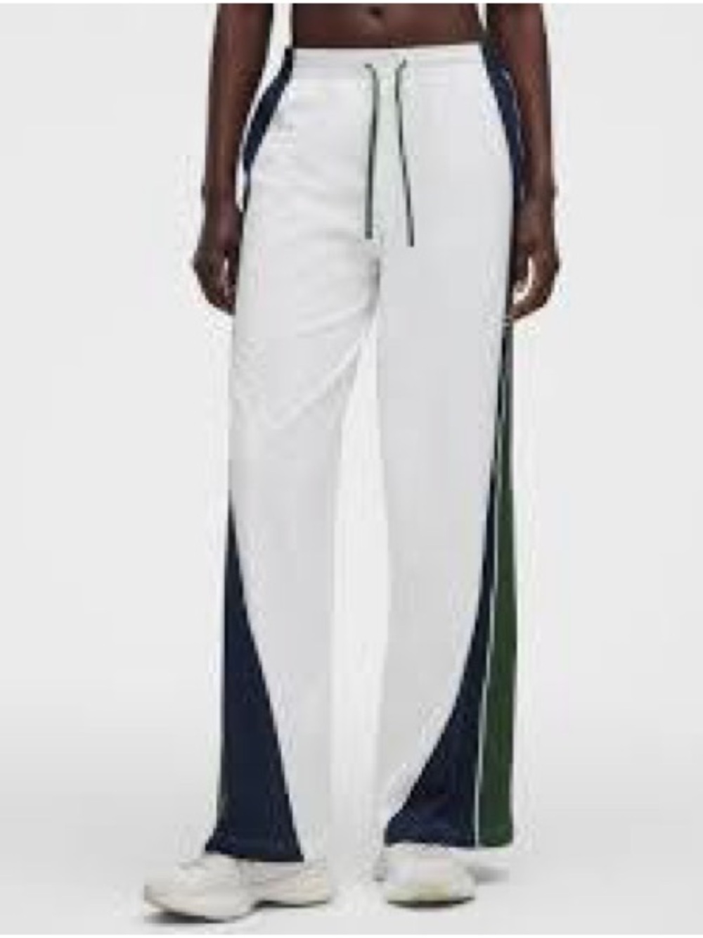 Zara - Women's Wide-Leg Track Pants with Colorblock Side Panels - White